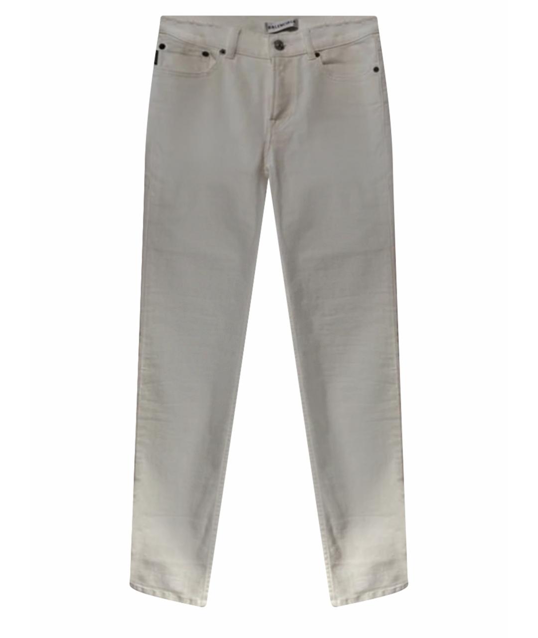 BALENCIAGA Белые хлопко-эластановые джинсы слим, фото 1