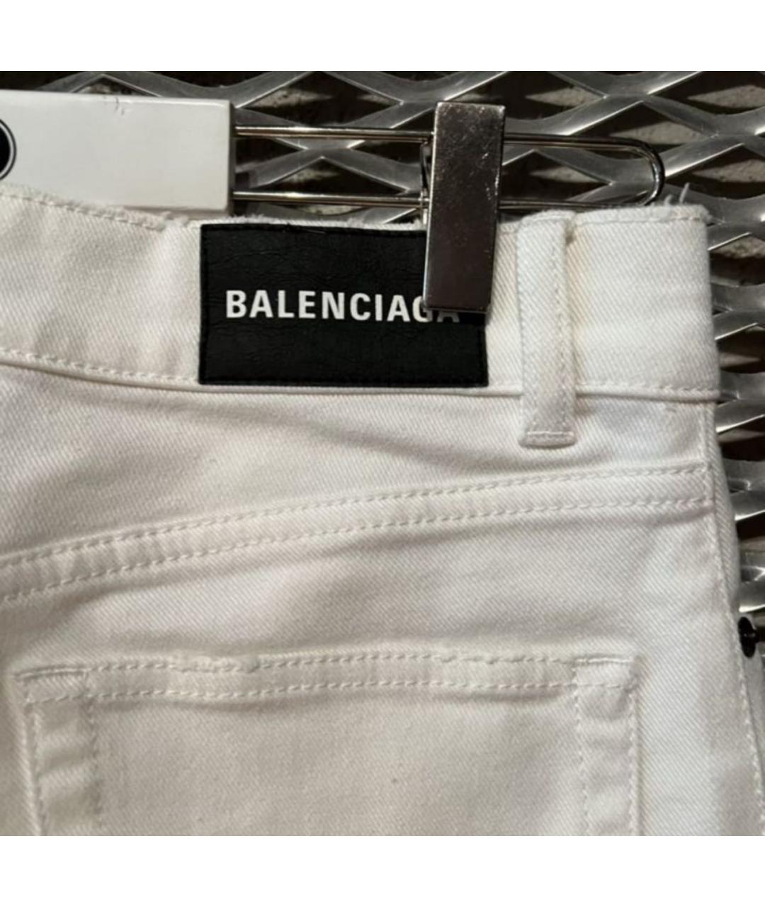 BALENCIAGA Белые хлопко-эластановые джинсы слим, фото 2