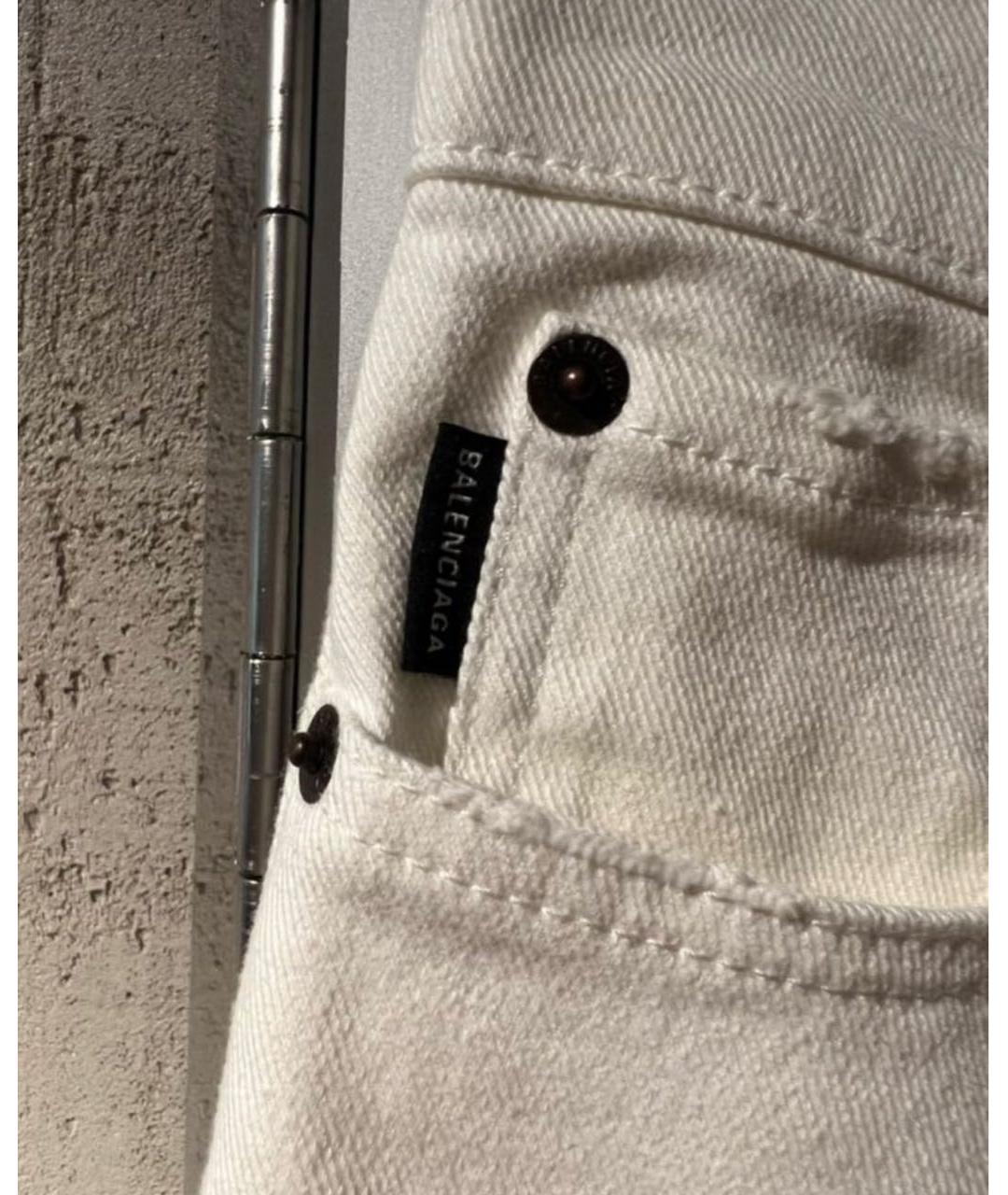 BALENCIAGA Белые хлопко-эластановые джинсы слим, фото 3