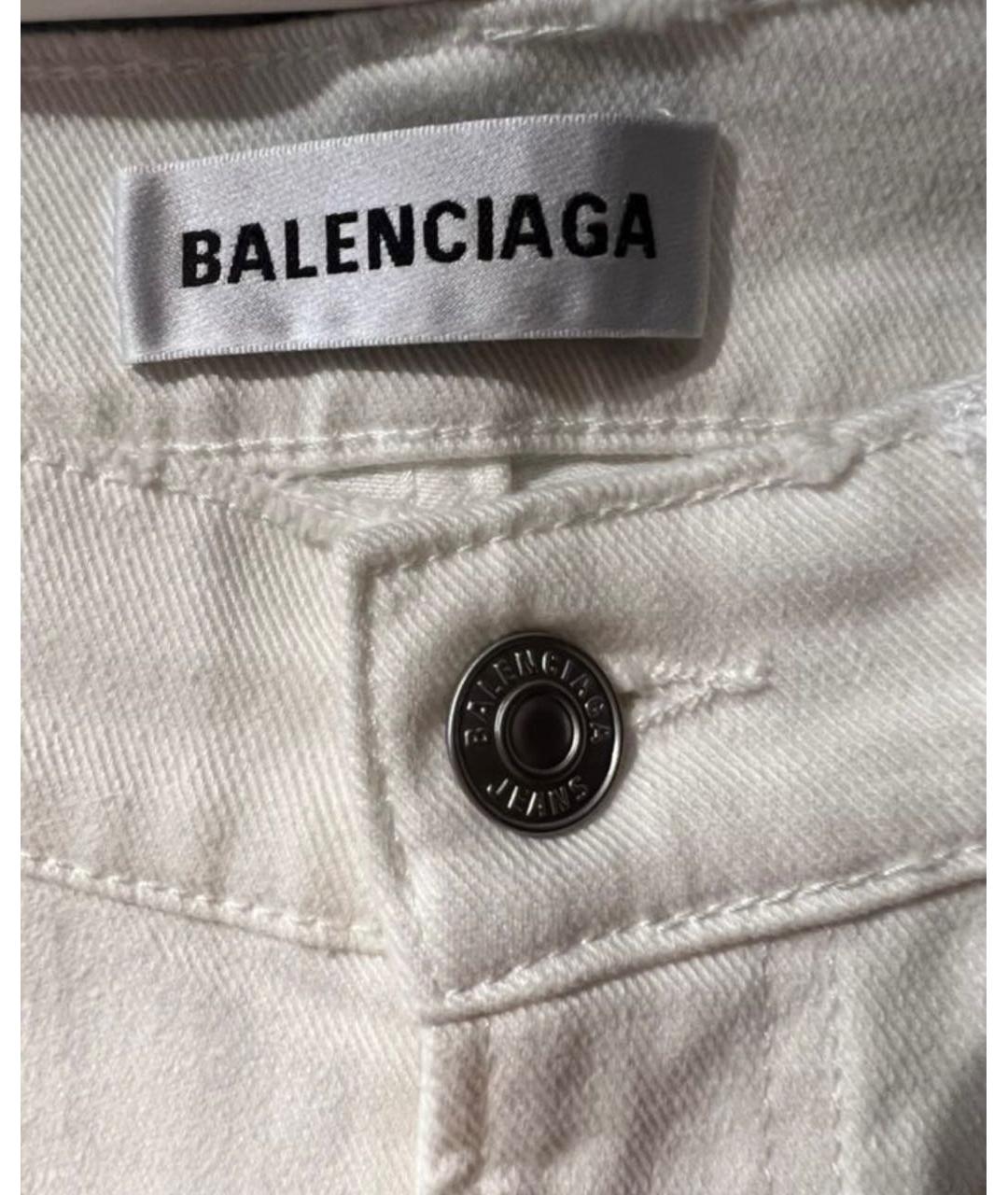 BALENCIAGA Белые хлопко-эластановые джинсы слим, фото 4