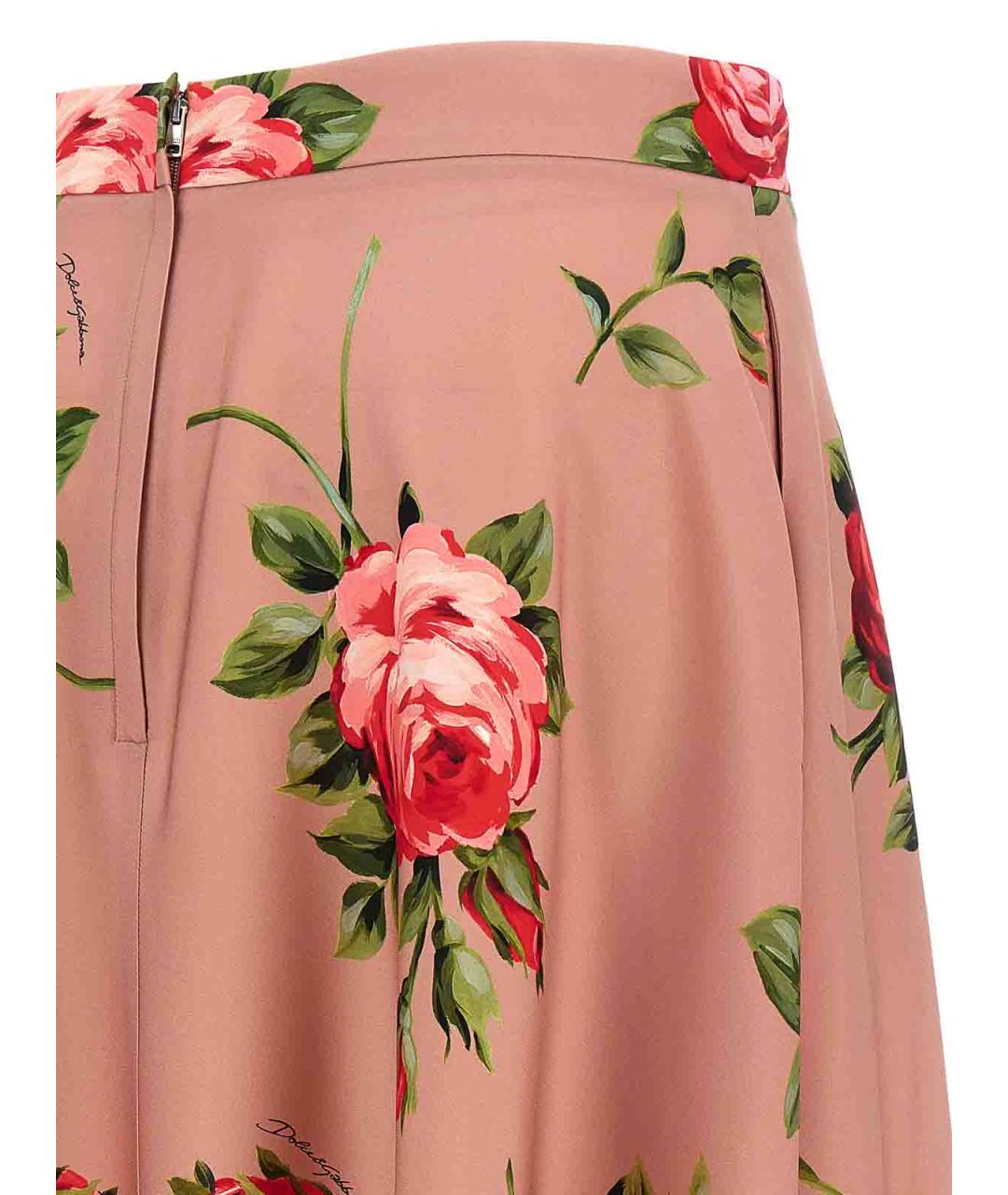 DOLCE&GABBANA Розовая шелковая юбка миди, фото 4