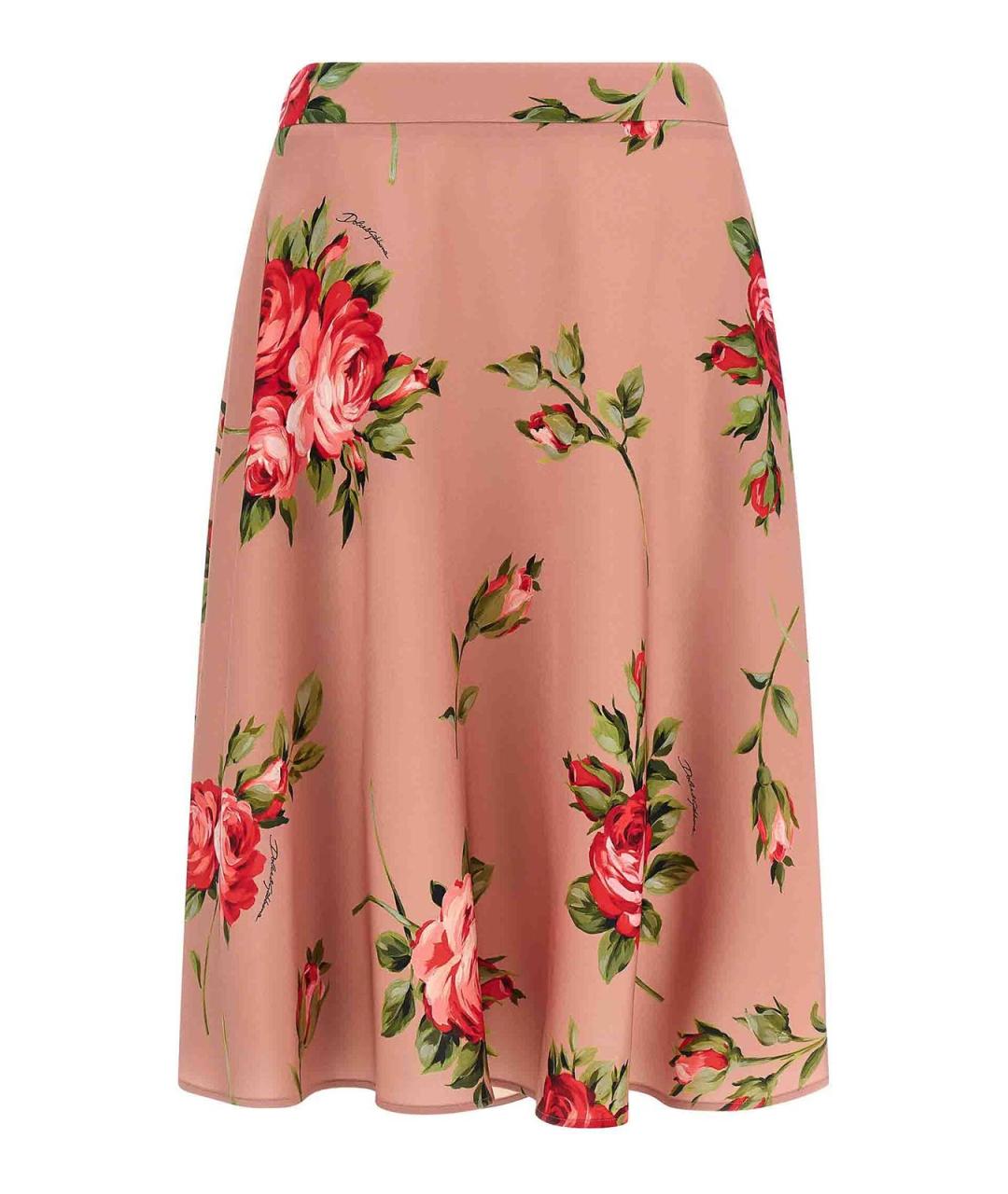 DOLCE&GABBANA Розовая шелковая юбка миди, фото 1