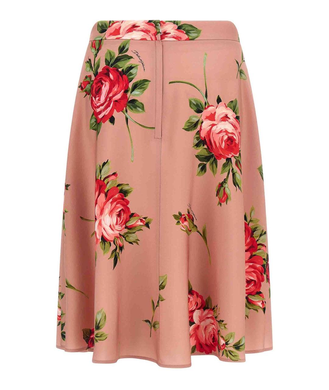 DOLCE&GABBANA Розовая шелковая юбка миди, фото 2