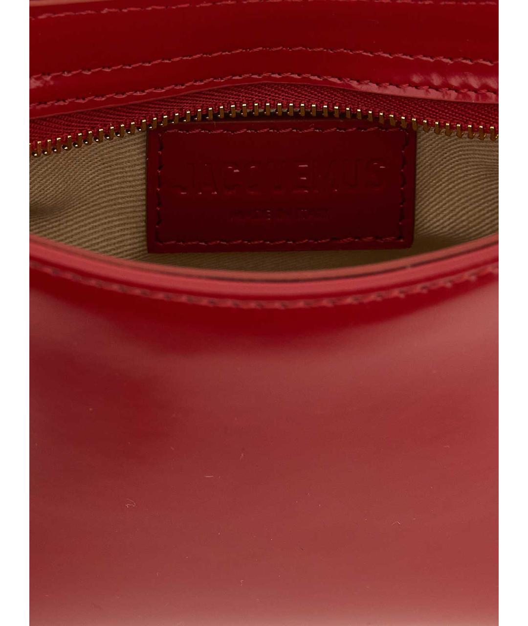 JACQUEMUS Красная сумка с короткими ручками из лакированной кожи, фото 4