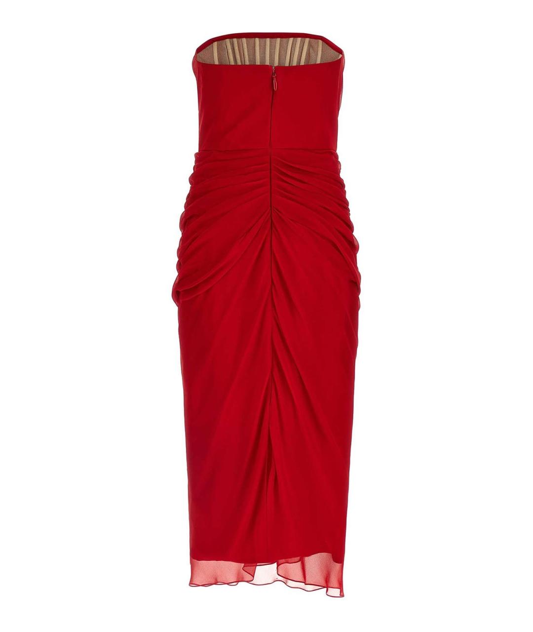 CAROLINA HERRERA Красное шелковое повседневное платье, фото 2