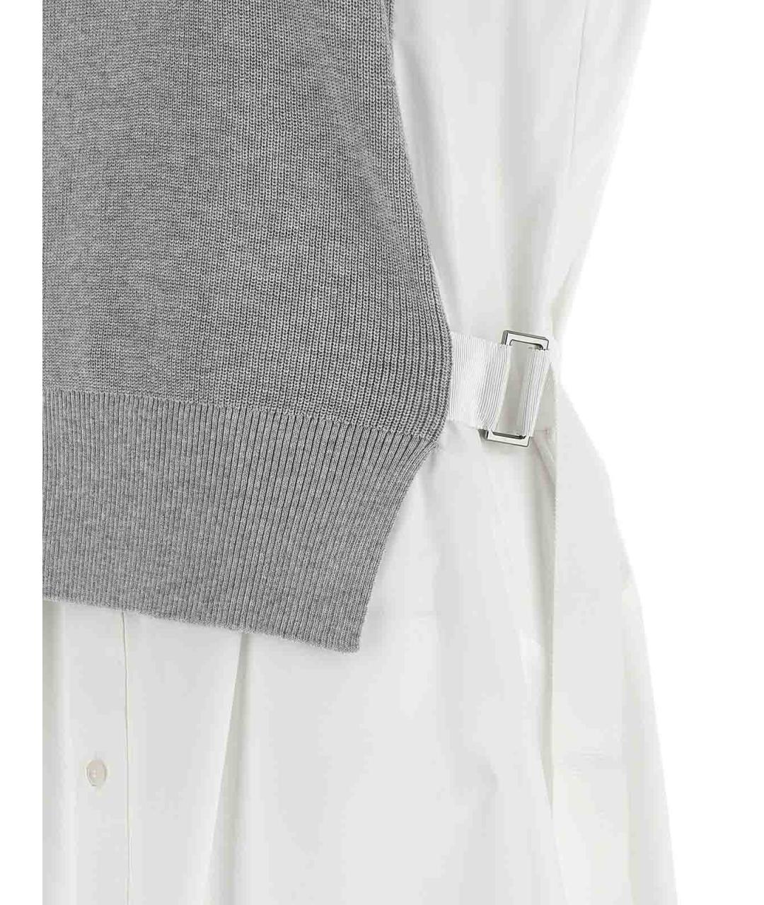 SACAI Белое хлопковое повседневное платье, фото 4