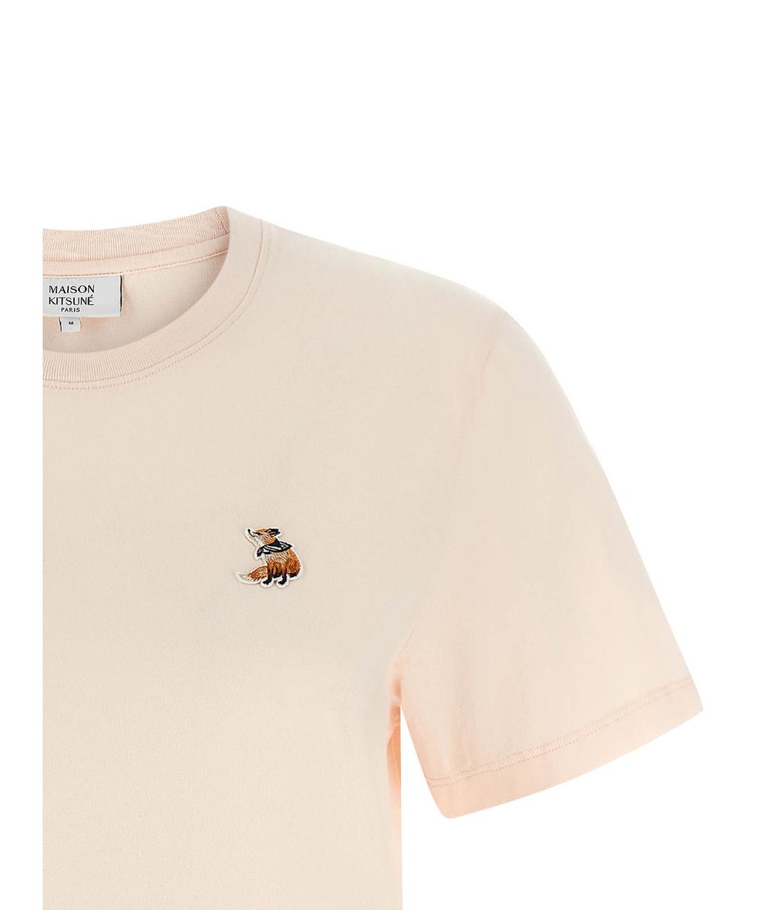 MAISON KITSUNE Розовая хлопковая футболка, фото 3