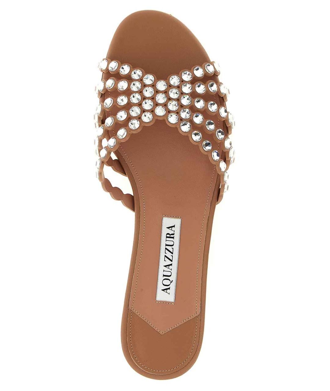 AQUAZZURA Бежевые кожаные шлепанцы, фото 4