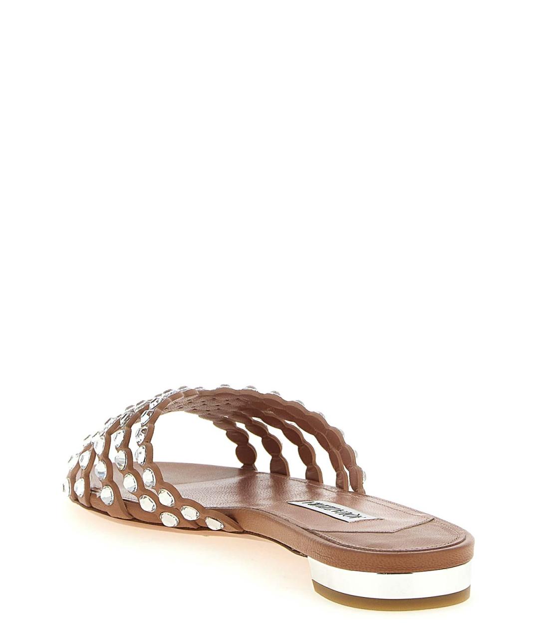 AQUAZZURA Бежевые кожаные шлепанцы, фото 3