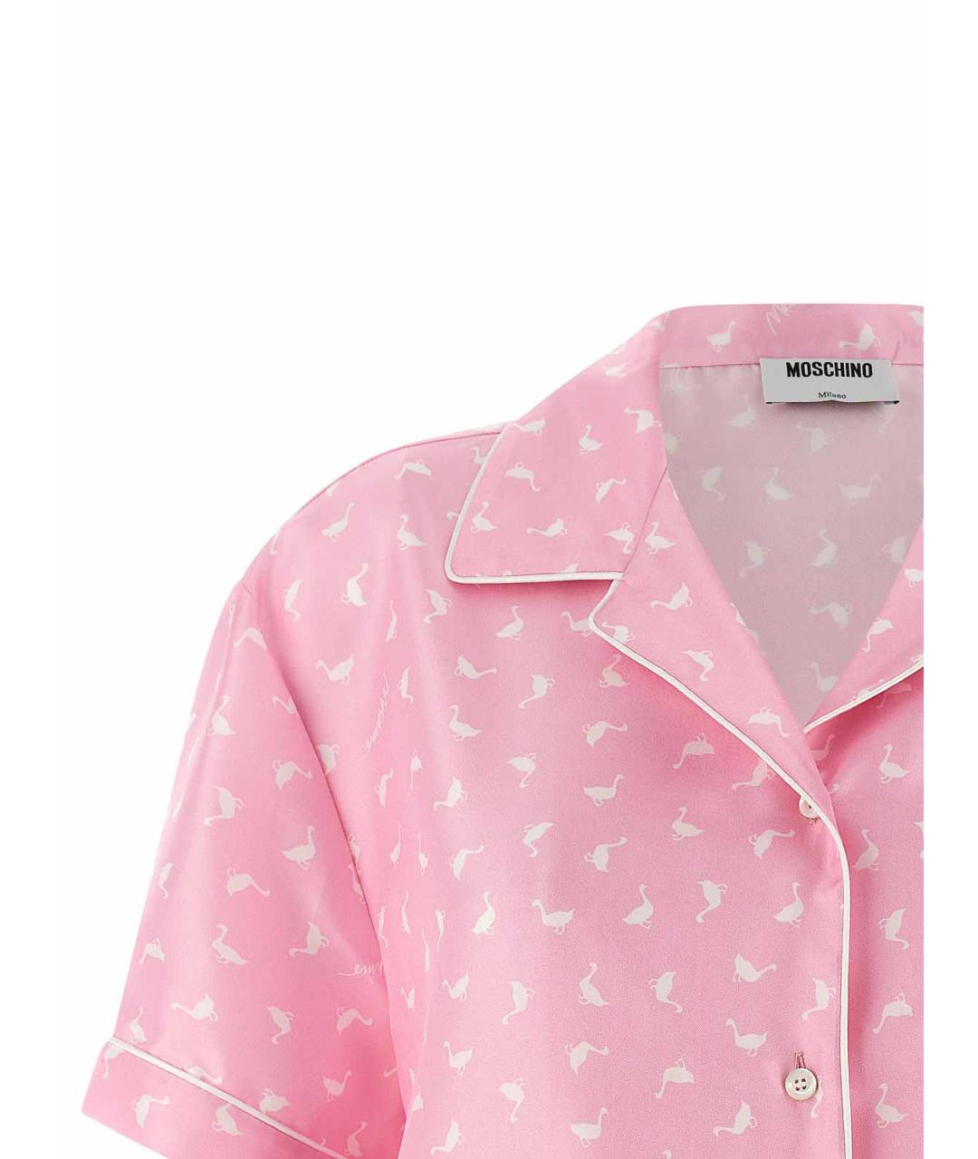 MOSCHINO Розовая шелковая рубашка, фото 3
