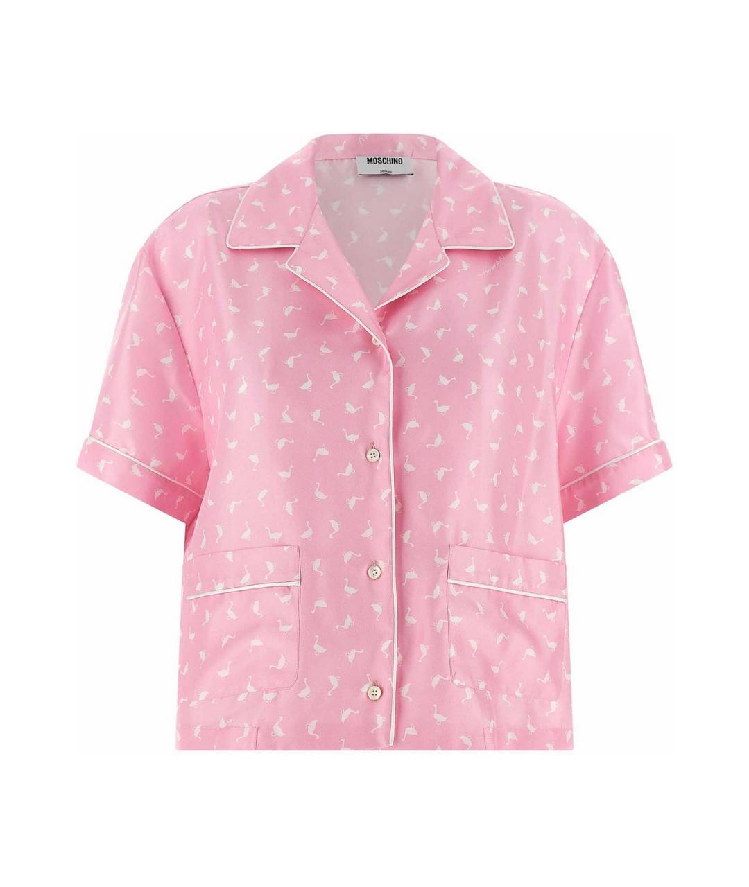 MOSCHINO Розовая шелковая рубашка, фото 1