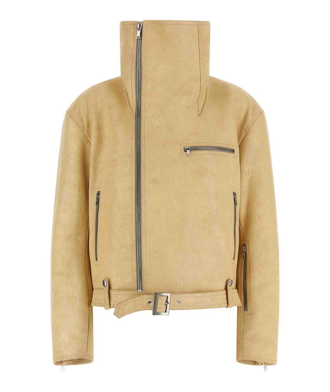 RICK OWENS Бежевая кожаная куртка, фото 1