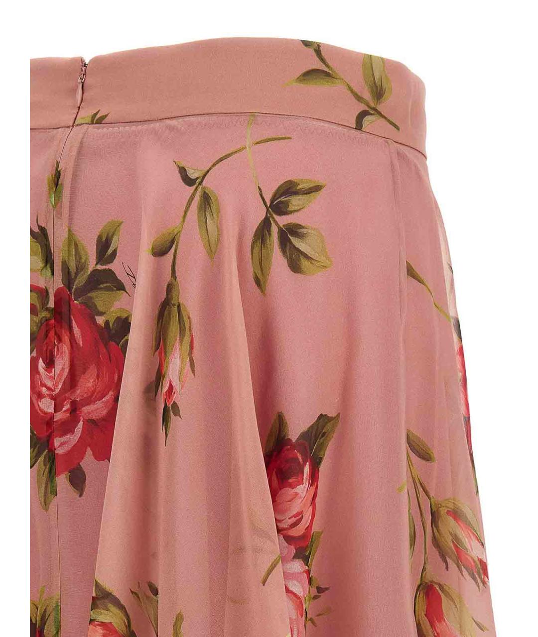 DOLCE&GABBANA Розовая шелковая юбка миди, фото 4