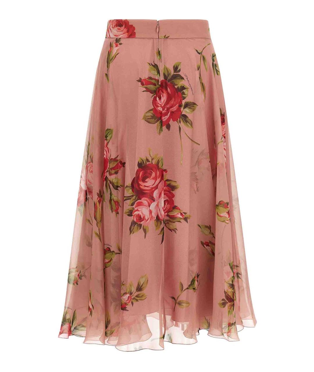 DOLCE&GABBANA Розовая шелковая юбка миди, фото 2