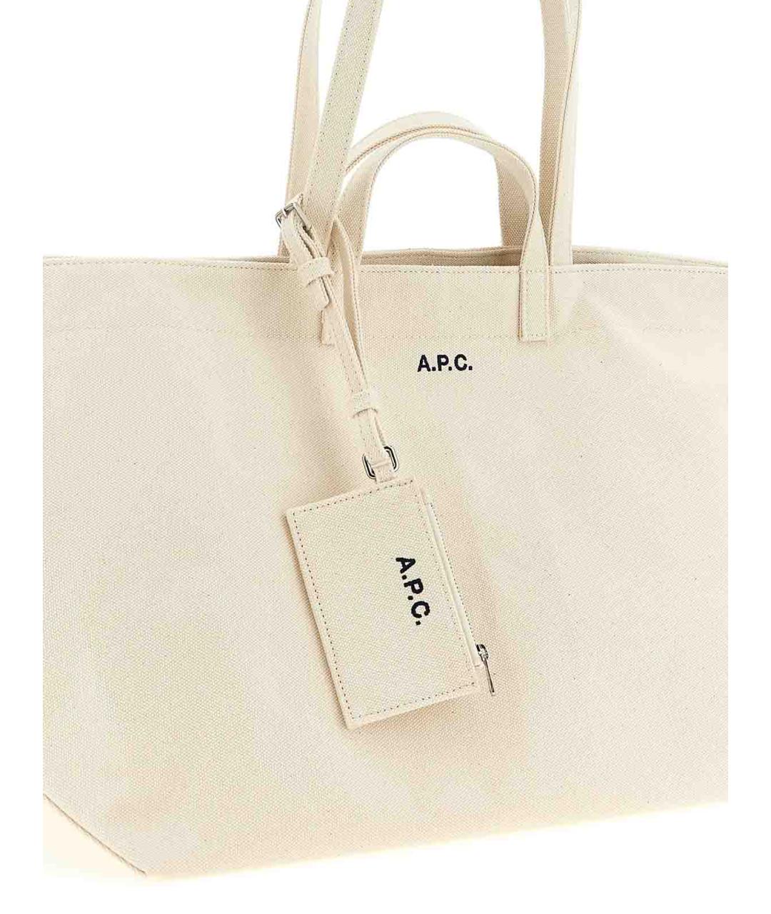 A.P.C. Бежевая хлопковая сумка тоут, фото 3