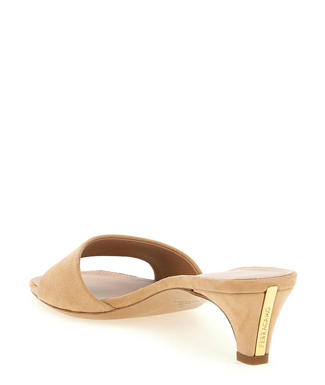 FERRAGAMO Бежевые замшевые мюли, фото 3