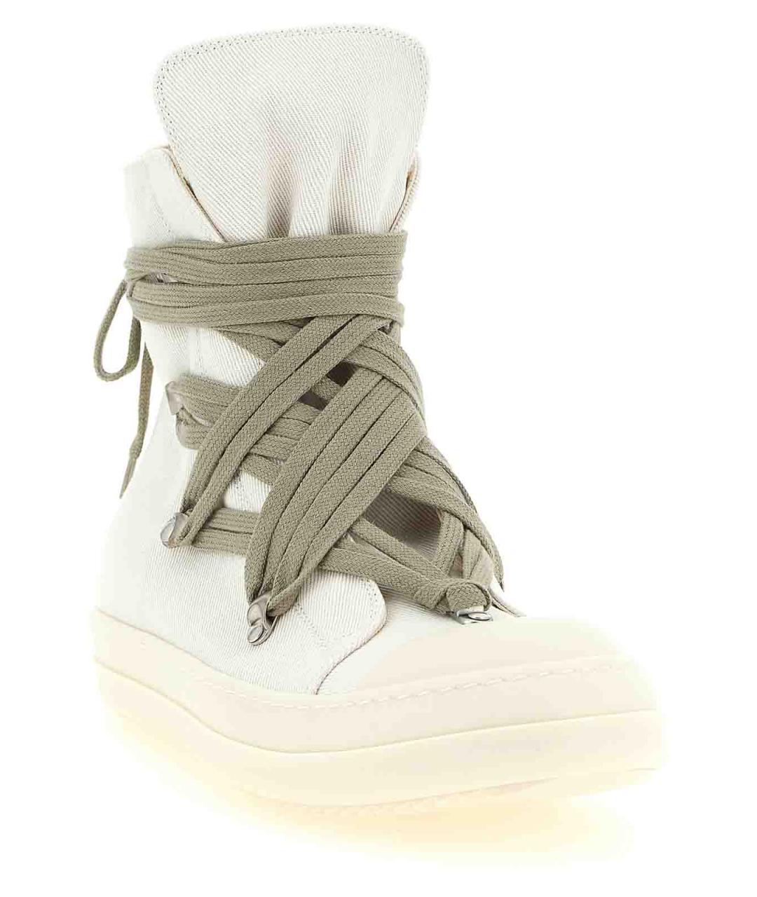 RICK OWENS DRKSHDW Бежевые текстильные высокие кроссовки / кеды, фото 2