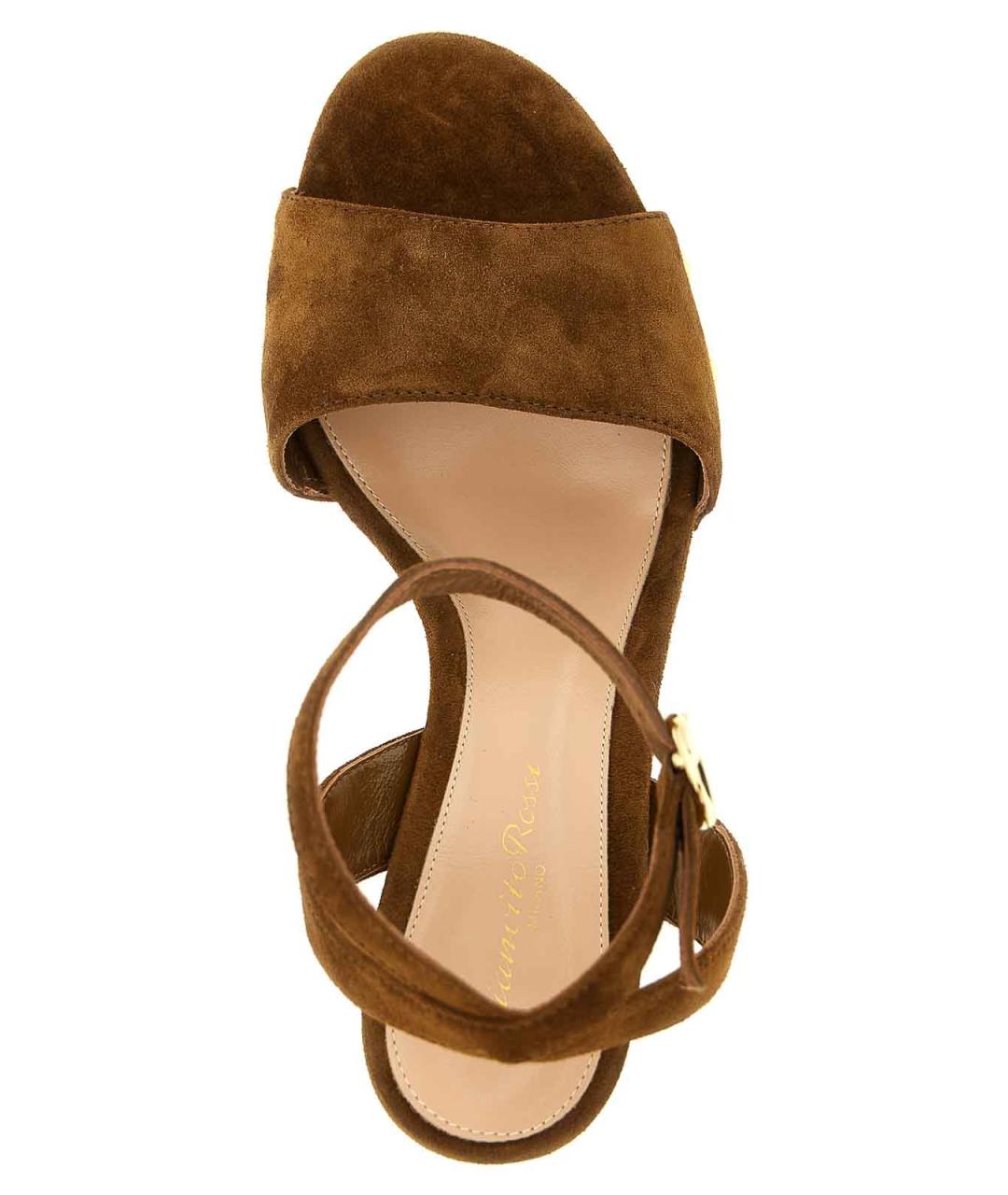 GIANVITO ROSSI Коричневые замшевые босоножки, фото 4