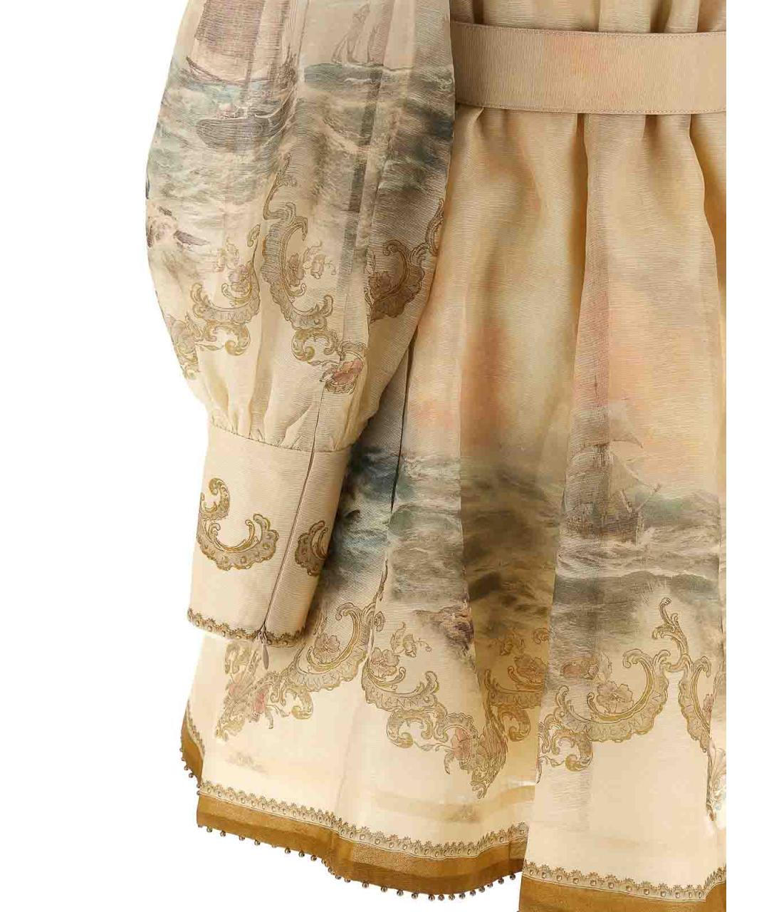 ZIMMERMANN Бежевое льняное повседневное платье, фото 4