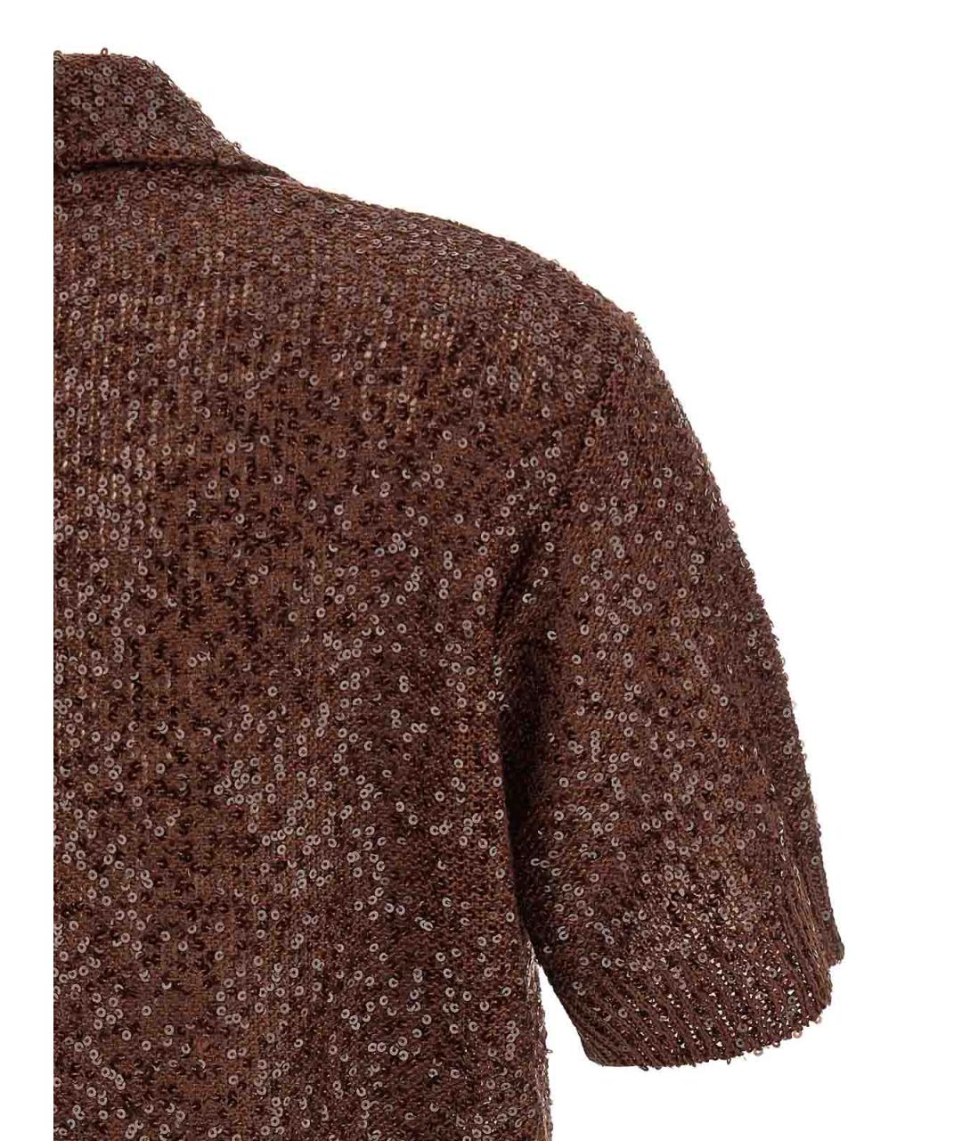 BRUNELLO CUCINELLI Коричневая льняная футболка, фото 4
