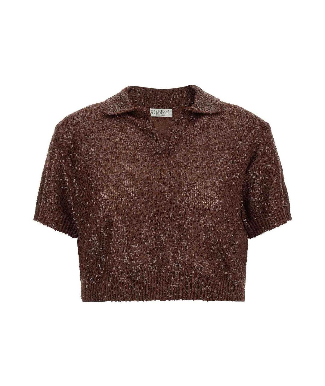 BRUNELLO CUCINELLI Коричневая льняная футболка, фото 1