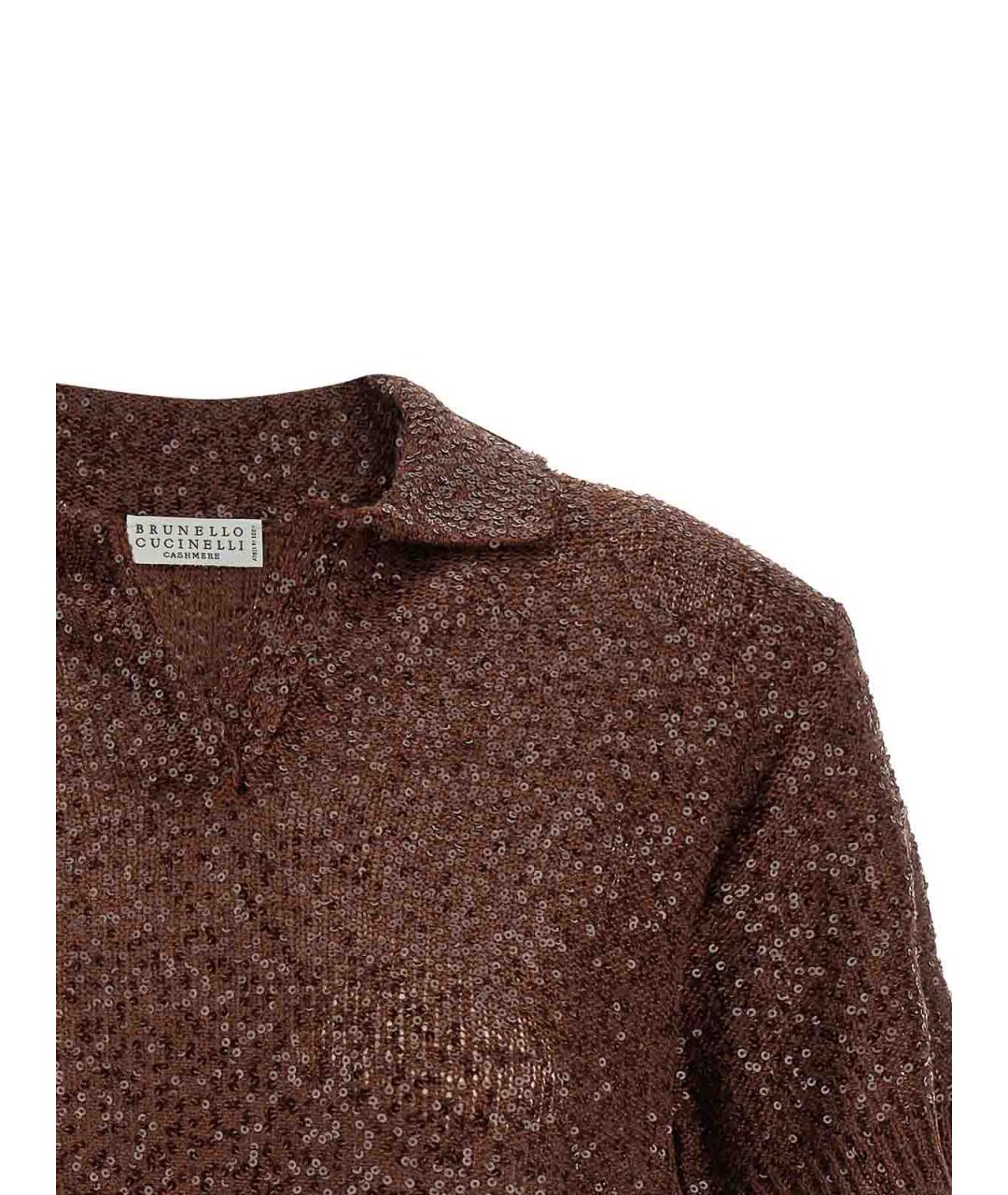 BRUNELLO CUCINELLI Коричневая льняная футболка, фото 3