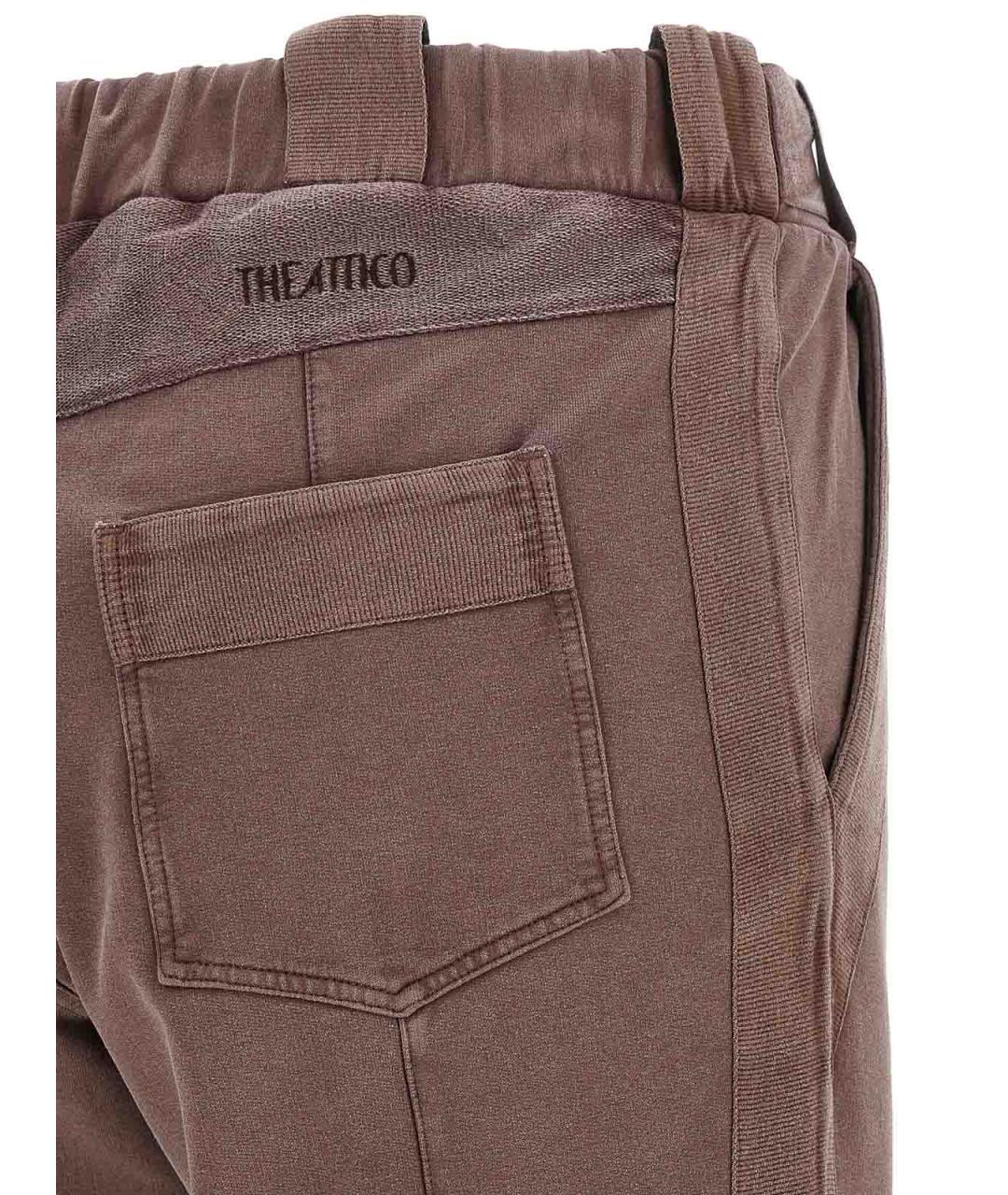 THE ATTICO Коричневые хлопко-эластановые прямые брюки, фото 4