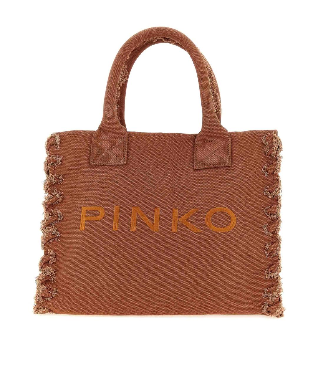 PINKO Коричневая тканевая сумка тоут, фото 1