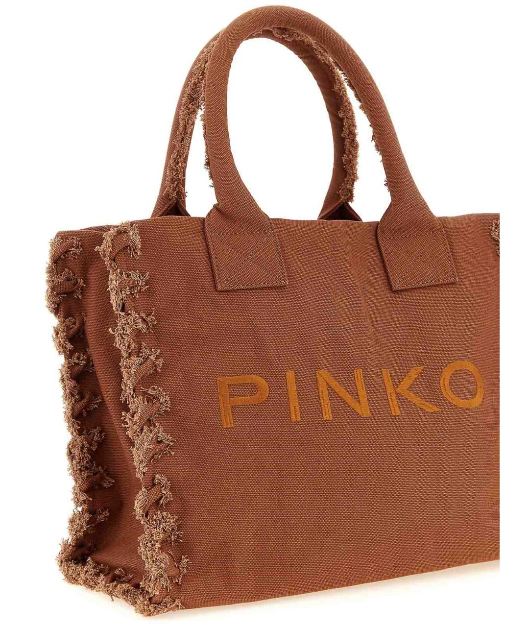 PINKO Коричневая тканевая сумка тоут, фото 3