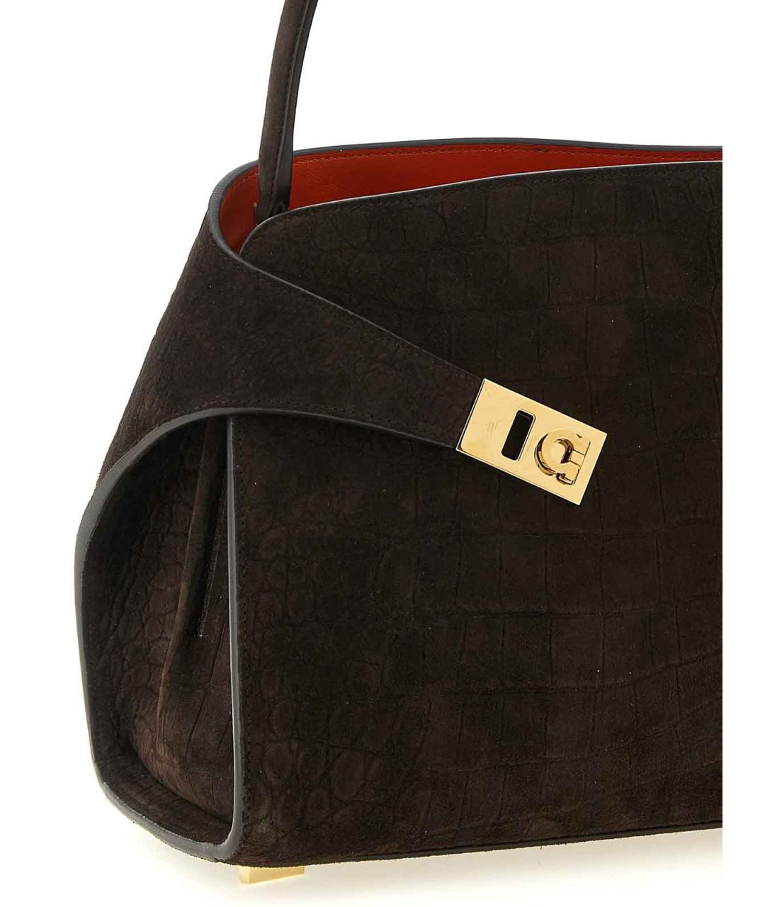 FERRAGAMO Коричневая замшевая сумка через плечо, фото 3