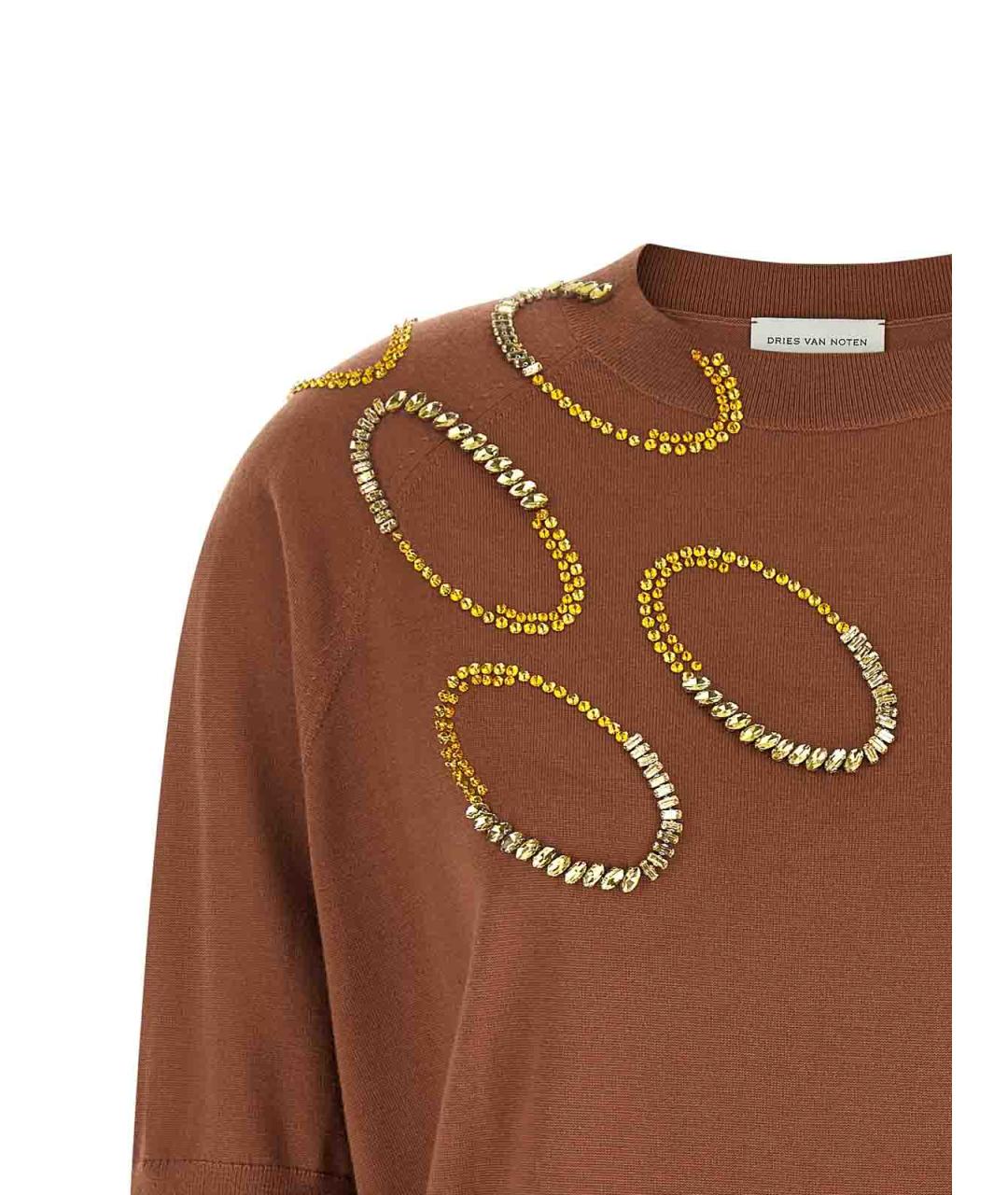DRIES VAN NOTEN Коричневый шерстяной джемпер / свитер, фото 3