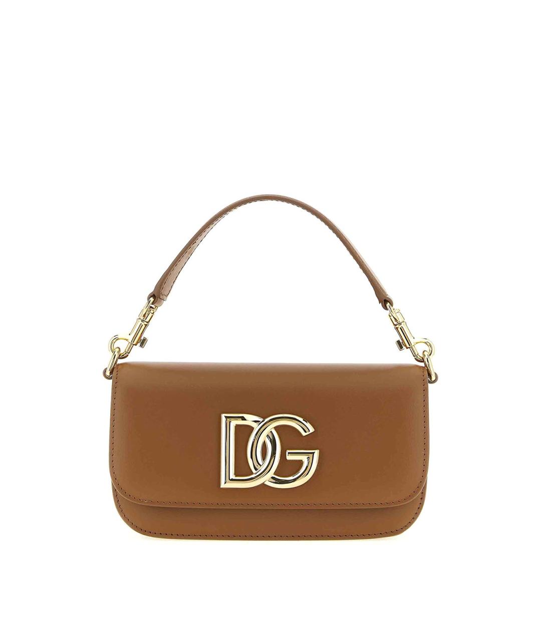 DOLCE&GABBANA Коричневая кожаная сумка через плечо, фото 1