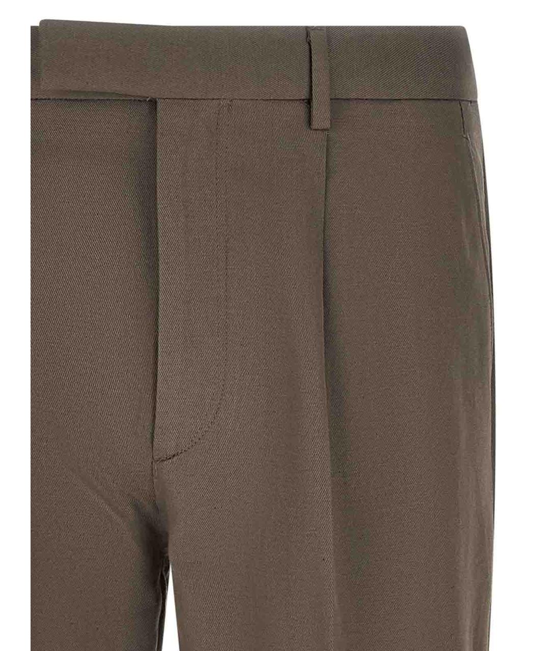 ZEGNA Коричневые хлопковые классические брюки, фото 3