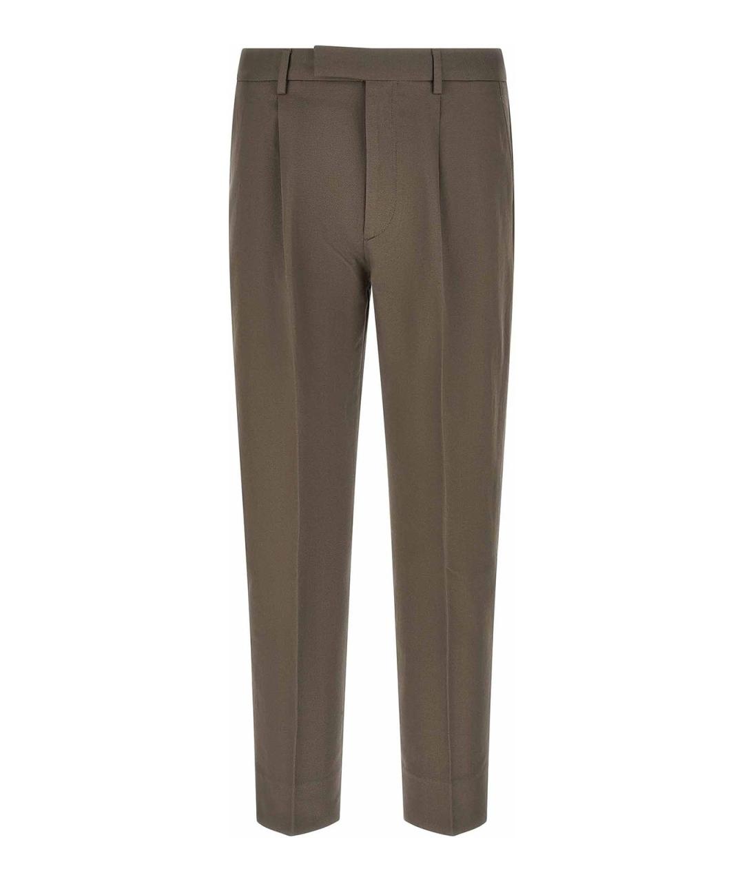 ZEGNA Коричневые хлопковые классические брюки, фото 1