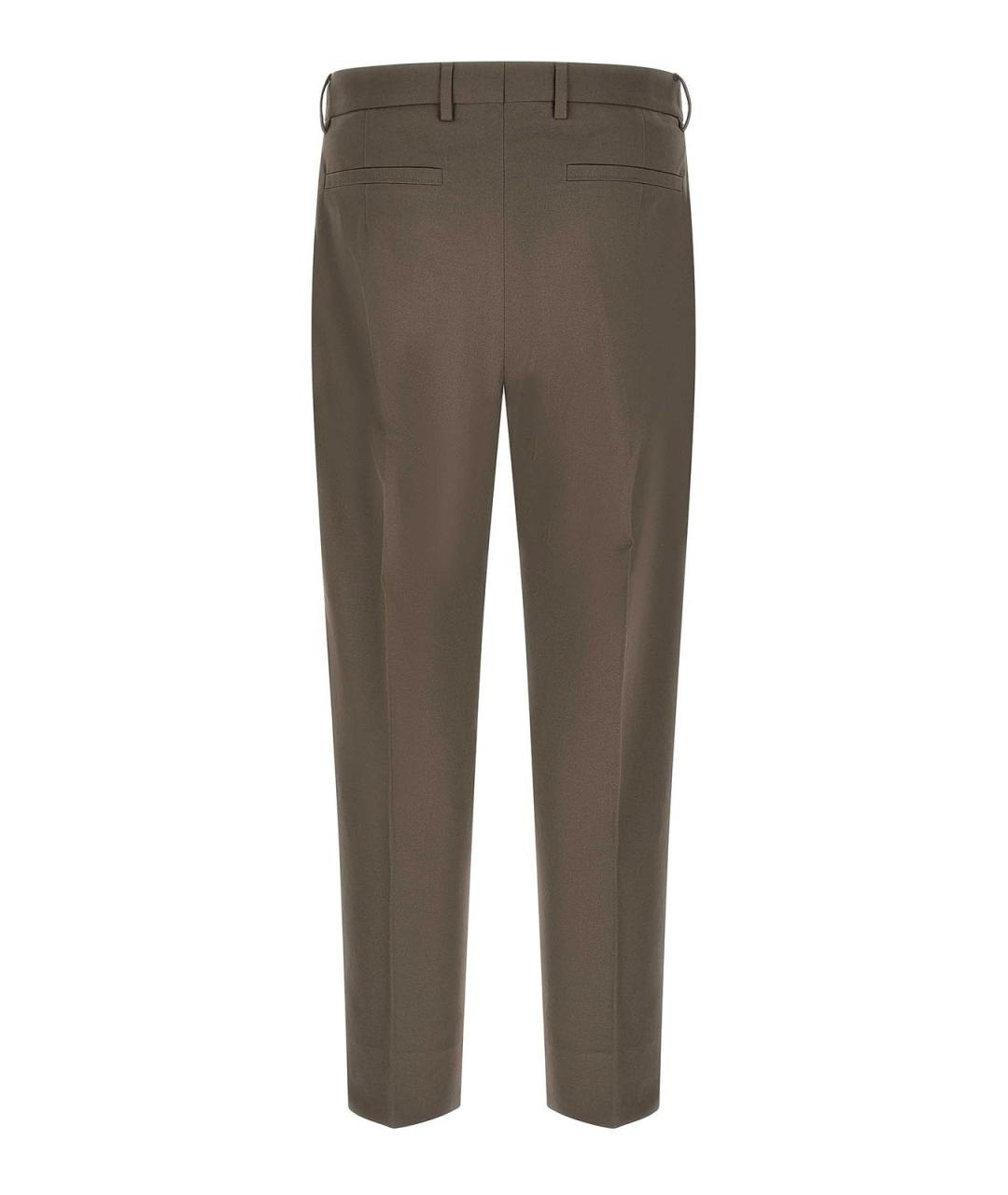 ZEGNA Коричневые хлопковые классические брюки, фото 2