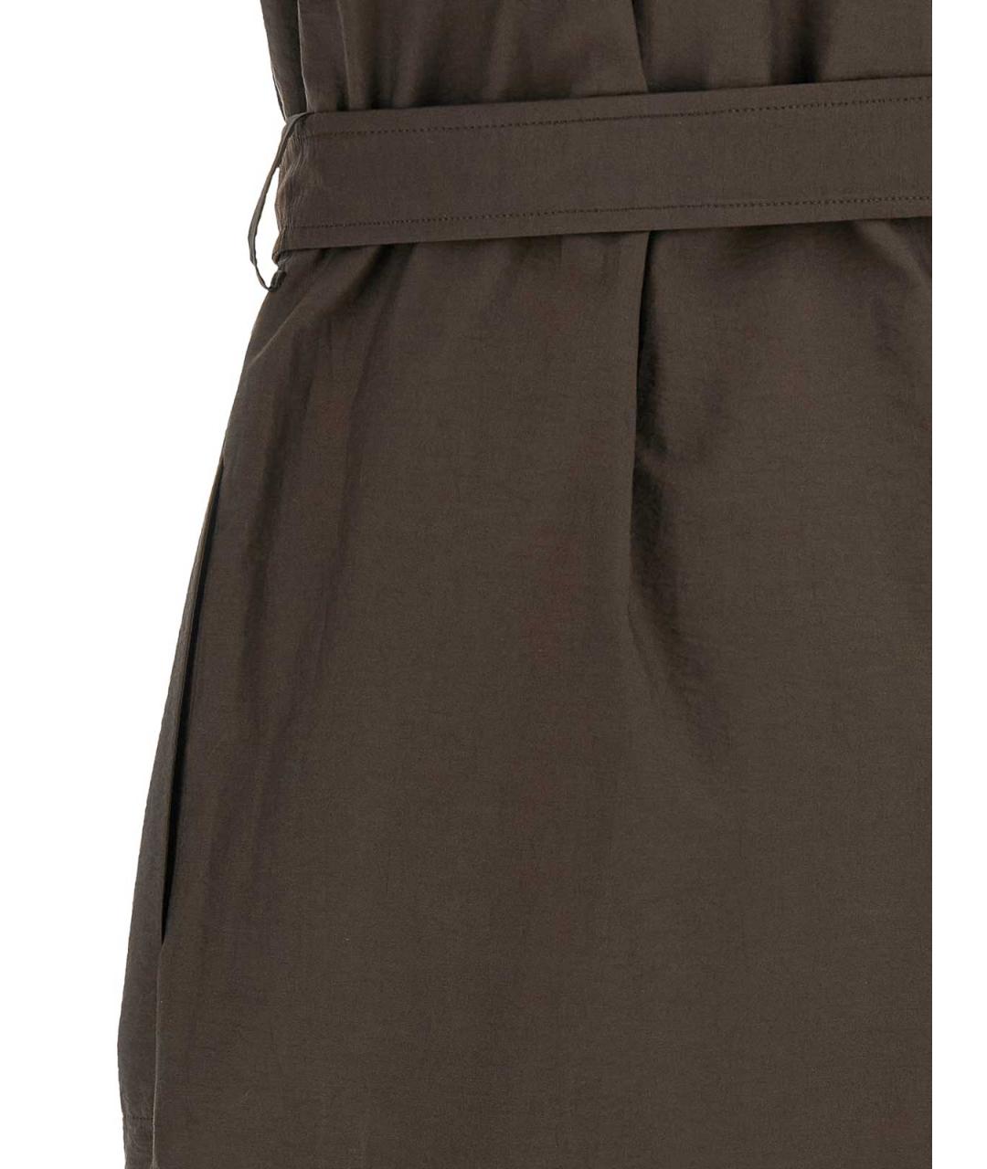 BRUNELLO CUCINELLI Коричневое хлопковое повседневное платье, фото 4