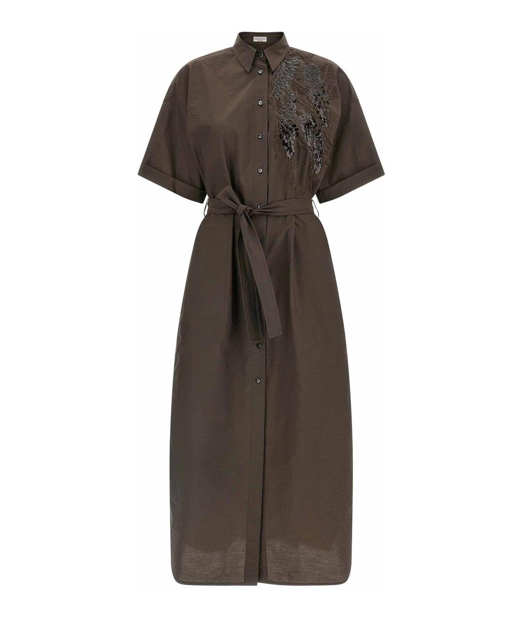 BRUNELLO CUCINELLI Коричневое хлопковое повседневное платье, фото 1