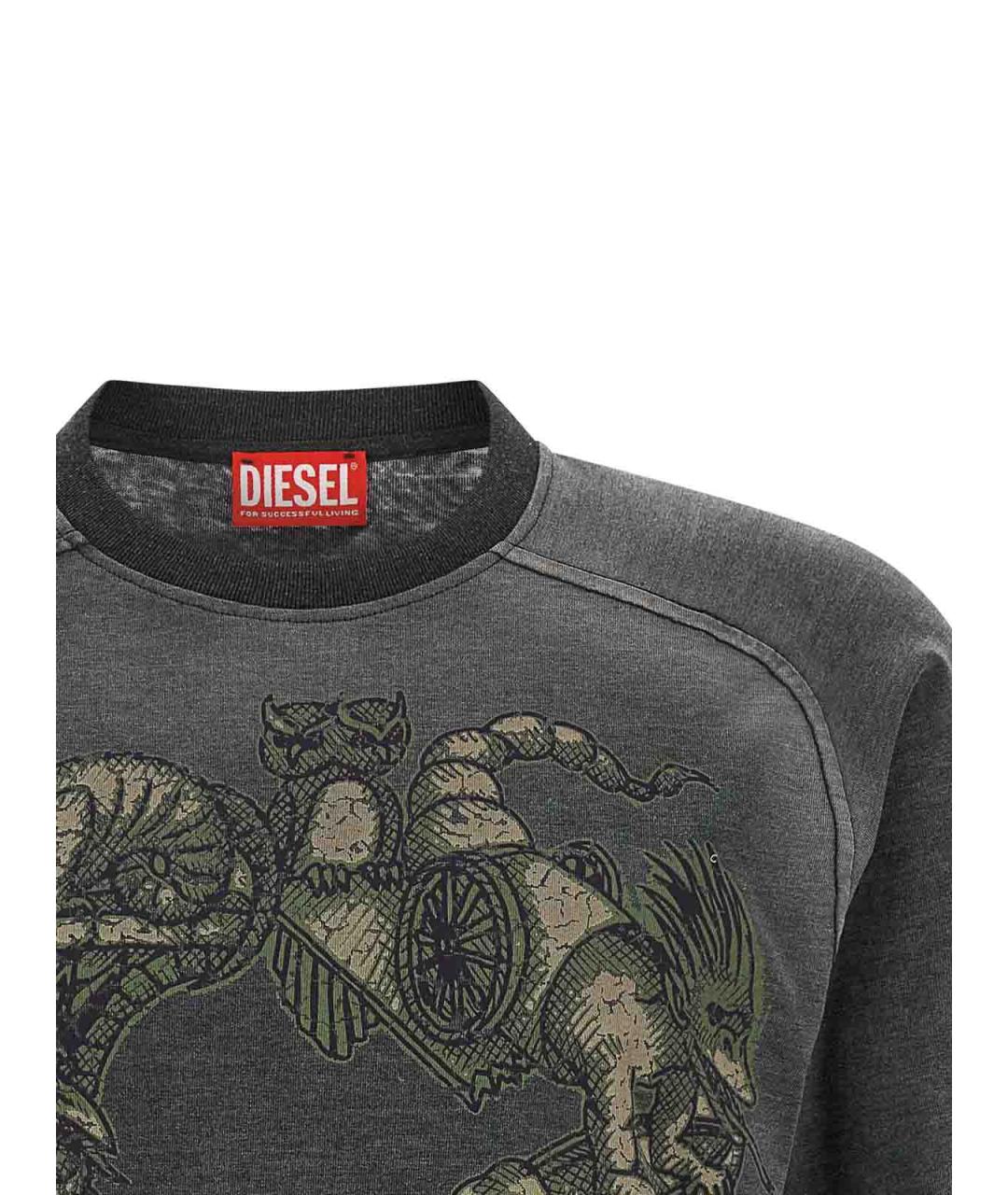 DIESEL Серая хлопковая футболка, фото 3