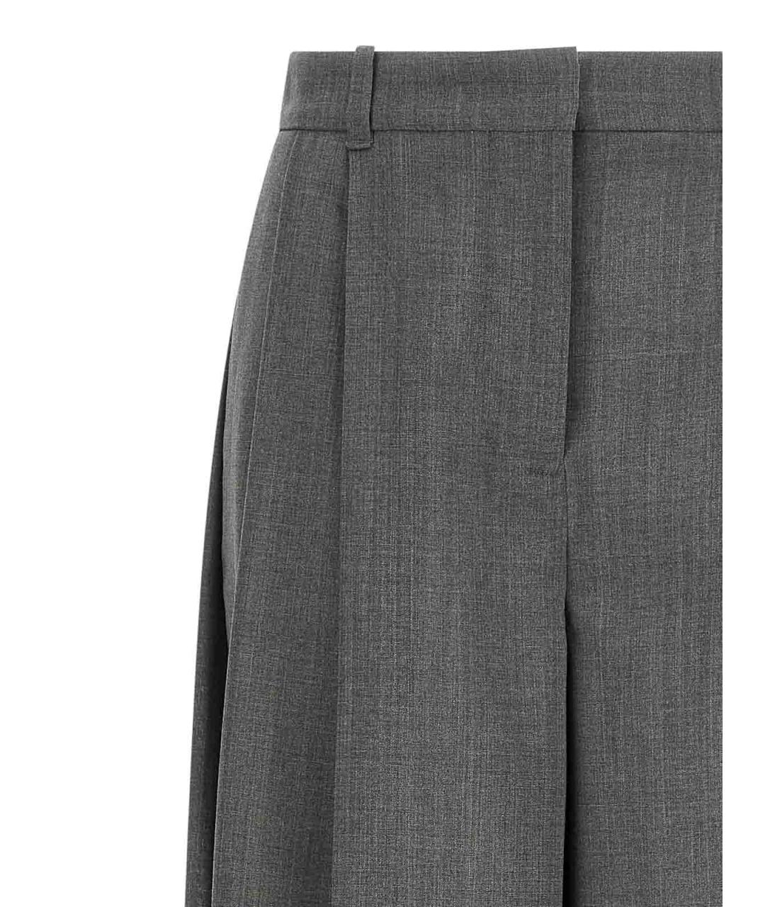 JACQUEMUS Серые шерстяные прямые брюки, фото 3