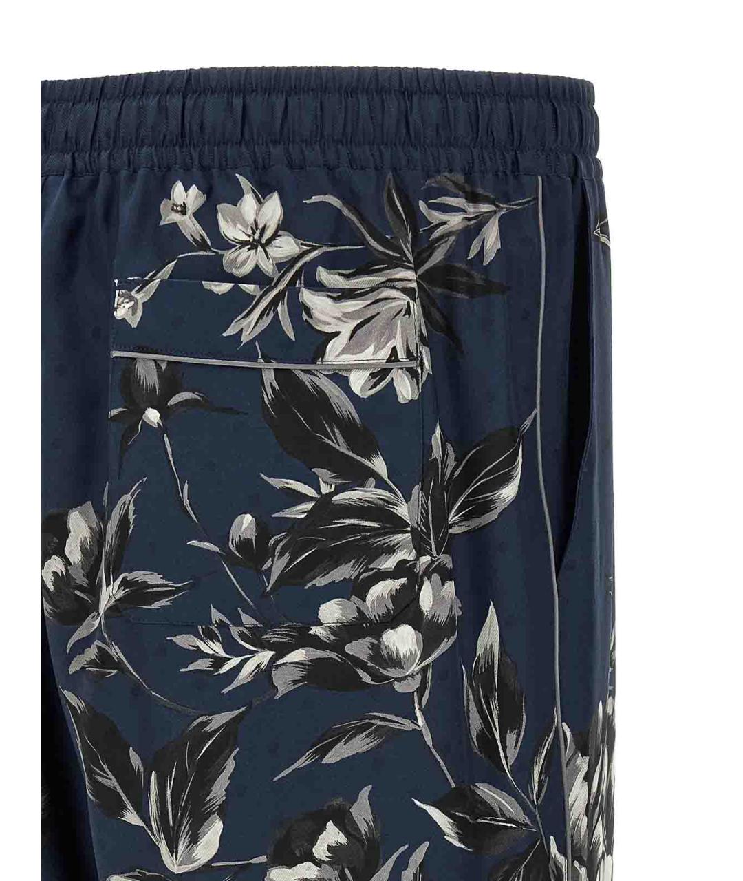 DOLCE&GABBANA Синие шелковые повседневные брюки, фото 4