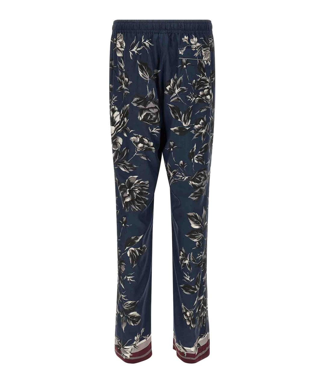 DOLCE&GABBANA Синие шелковые повседневные брюки, фото 2