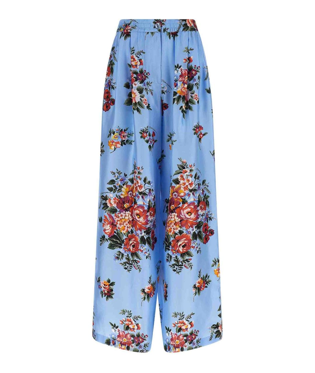 DOLCE&GABBANA Голубые шелковые брюки широкие, фото 1