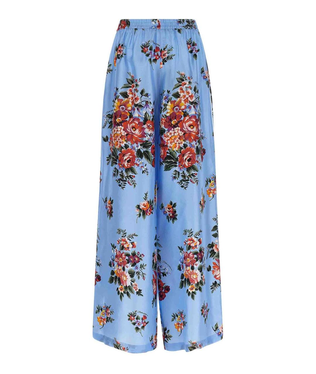 DOLCE&GABBANA Голубые шелковые брюки широкие, фото 2