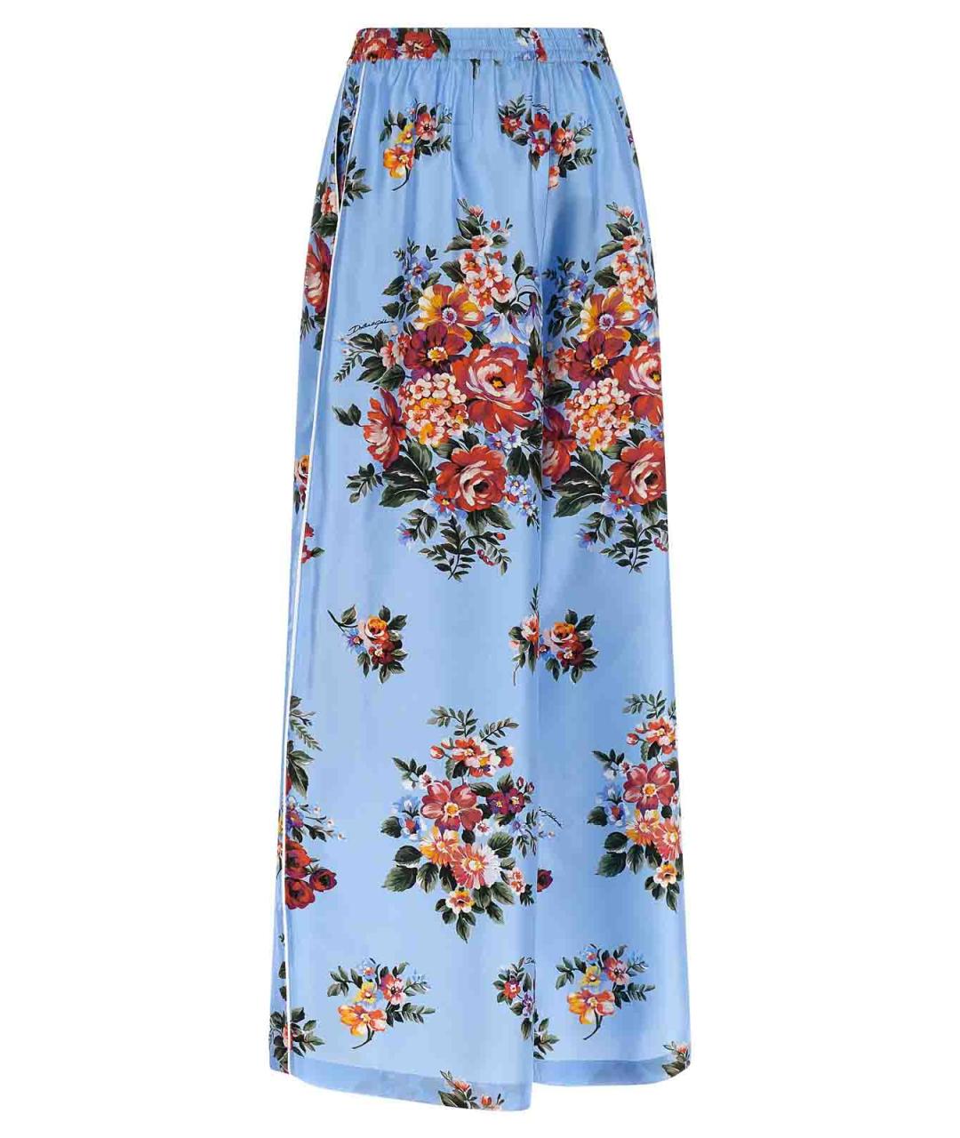 DOLCE&GABBANA Голубые шелковые брюки широкие, фото 3