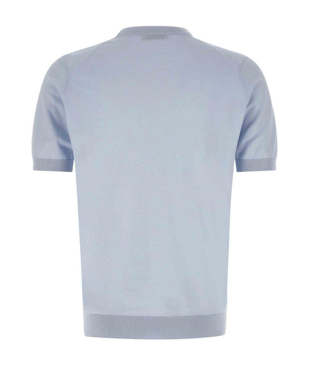 JOHN SMEDLEY Голубая хлопковая футболка, фото 2