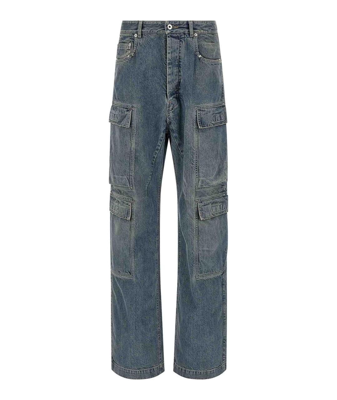 RICK OWENS DRKSHDW Синие хлопковые повседневные брюки, фото 1