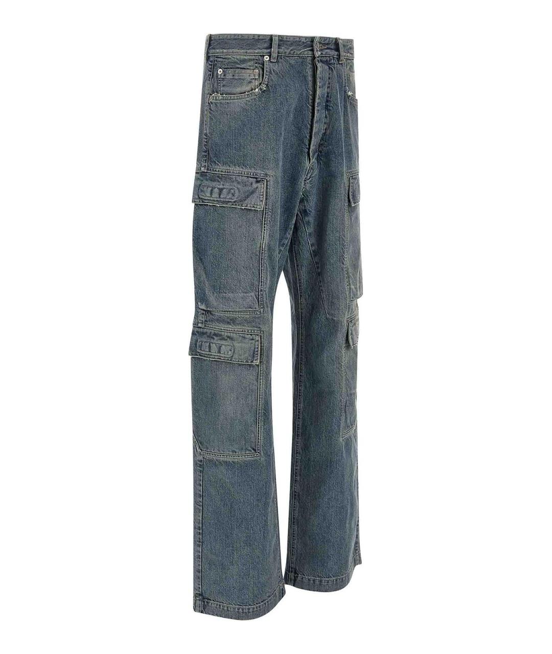 RICK OWENS DRKSHDW Синие хлопковые повседневные брюки, фото 3