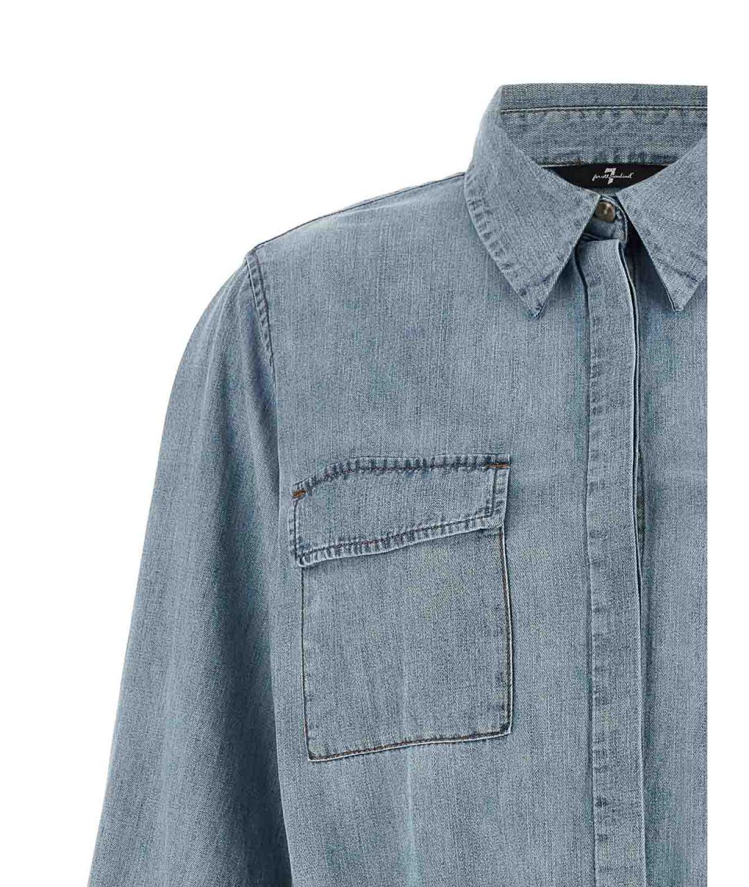 7 FOR ALL MANKIND Голубое хлопковое повседневное платье, фото 3