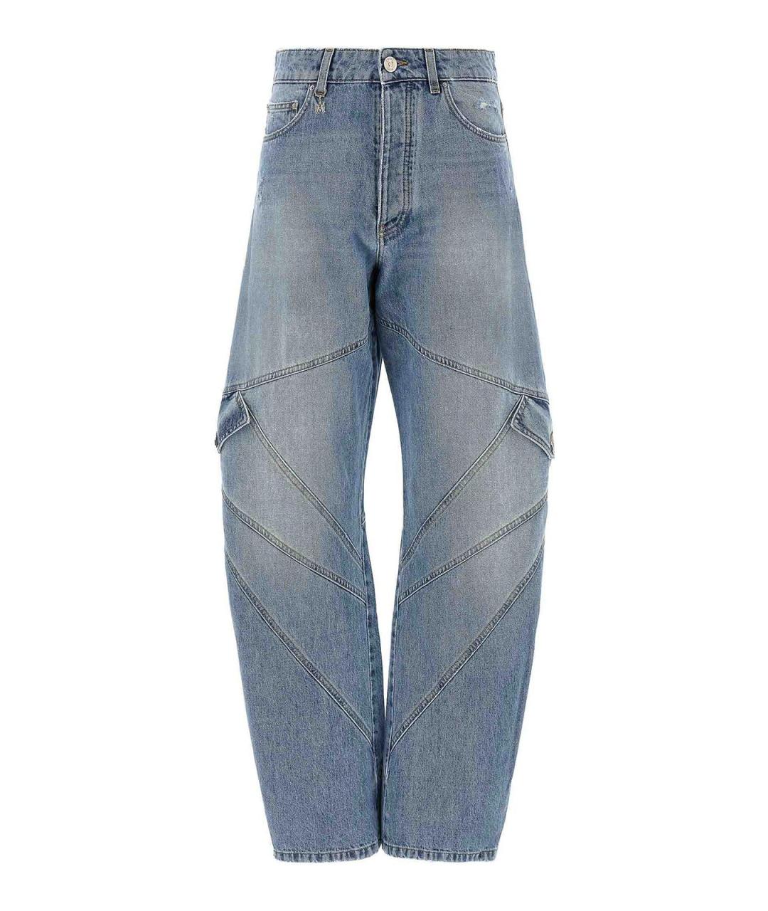 AMIRI Голубые хлопковые прямые джинсы, фото 1