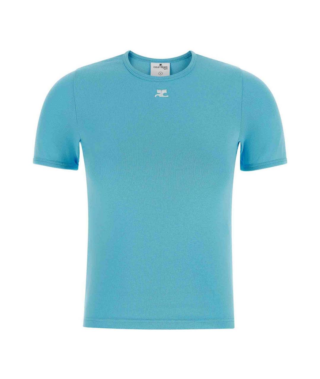 COURREGES Голубая хлопковая футболка, фото 1